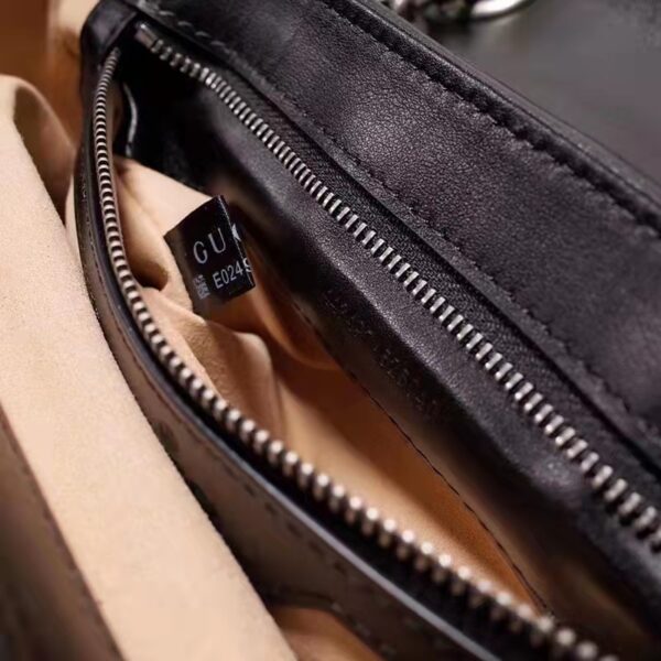 Gucci Women GG Marmont Small Shoulder Bag Black Matelassé Leather Double G (10)