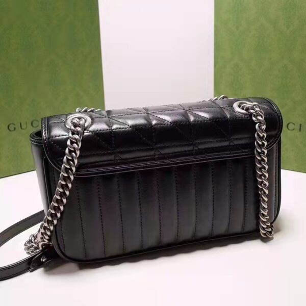 Gucci Women GG Marmont Small Shoulder Bag Black Matelassé Leather Double G (6)