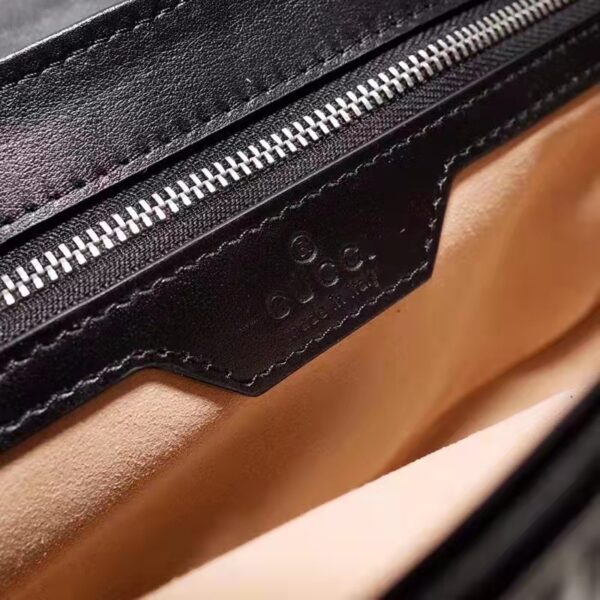 Gucci Women GG Marmont Small Shoulder Bag Black Matelassé Leather Double G (9)