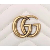 Gucci Women GG Marmont Small Shoulder Bag White Matelassé Chevron Leather (2)