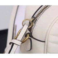 Gucci Women GG Marmont Small Shoulder Bag White Matelassé Chevron Leather (2)