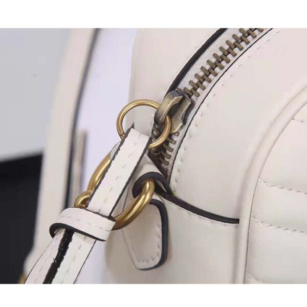 Gucci Women GG Marmont Small Shoulder Bag White Matelassé Chevron Leather (3)