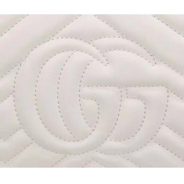 Gucci Women GG Marmont Small Shoulder Bag White Matelassé Chevron Leather (5)