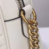 Gucci Women GG Marmont Small Shoulder Bag White Matelassé Chevron Leather (2)