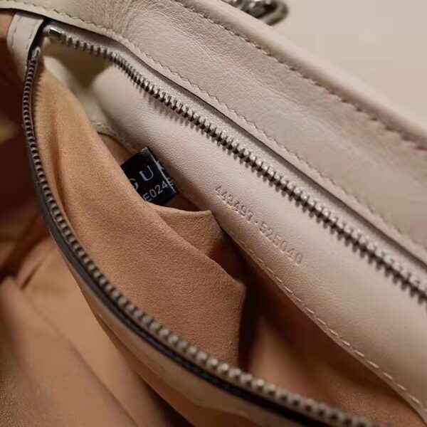 Gucci Women GG Marmont Small Shoulder Bag White Matelassé Leather Double G (9)