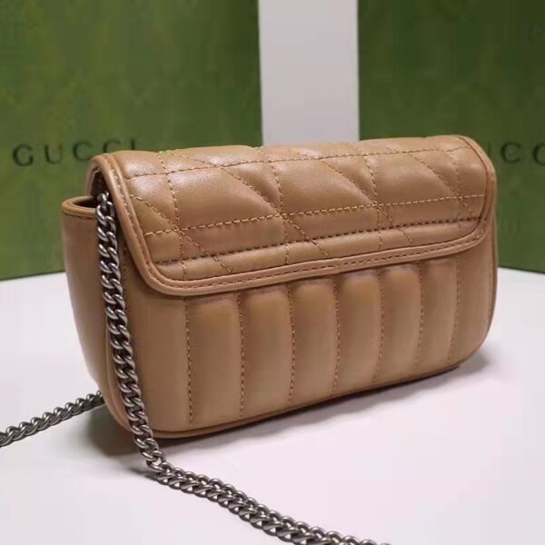 Gucci Women GG Marmont Super Mini Bag Beige Double G Matelassé Leather (11)