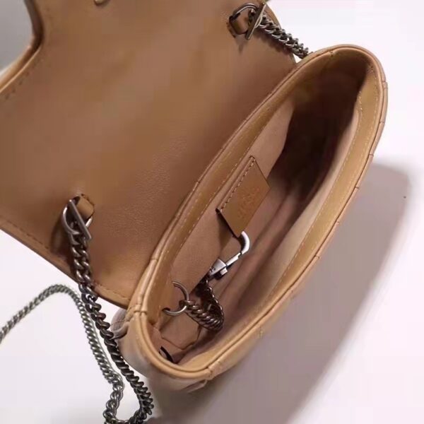 Gucci Women GG Marmont Super Mini Bag Beige Double G Matelassé Leather (3)
