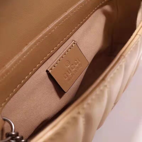Gucci Women GG Marmont Super Mini Bag Beige Double G Matelassé Leather (4)