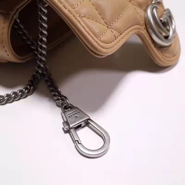 Gucci Women GG Marmont Super Mini Bag Beige Double G Matelassé Leather (5)