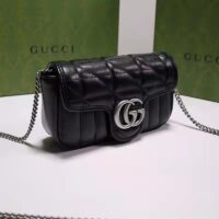 Gucci Women GG Marmont Super Mini Bag Black Double G Matelassé