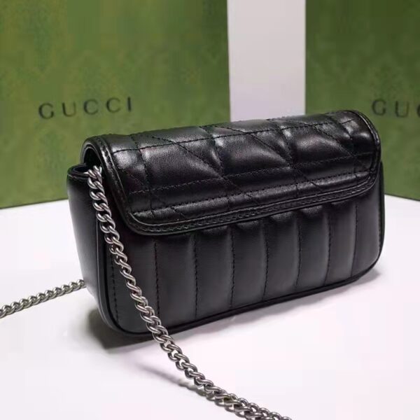 Gucci Women GG Marmont Super Mini Bag Black Double G Matelassé (5)
