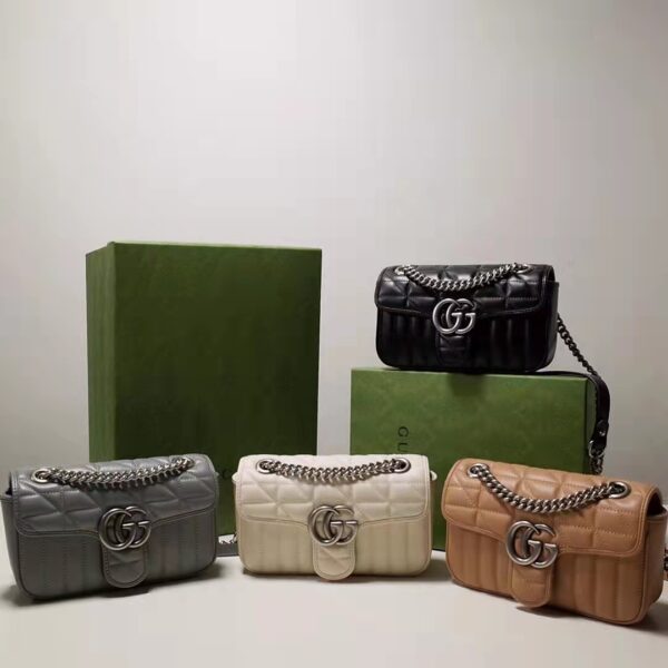 Gucci Women GG Marmont Super Mini Bag White Double G Matelassé Leather (1)