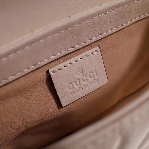 Gucci Women GG Marmont Super Mini Bag White Double G Matelassé Leather (10)