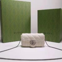 Gucci Women GG Marmont Super Mini Bag White Double G Matelassé Leather