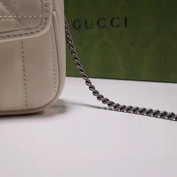 Gucci Women GG Marmont Super Mini Bag White Double G Matelassé Leather (5)
