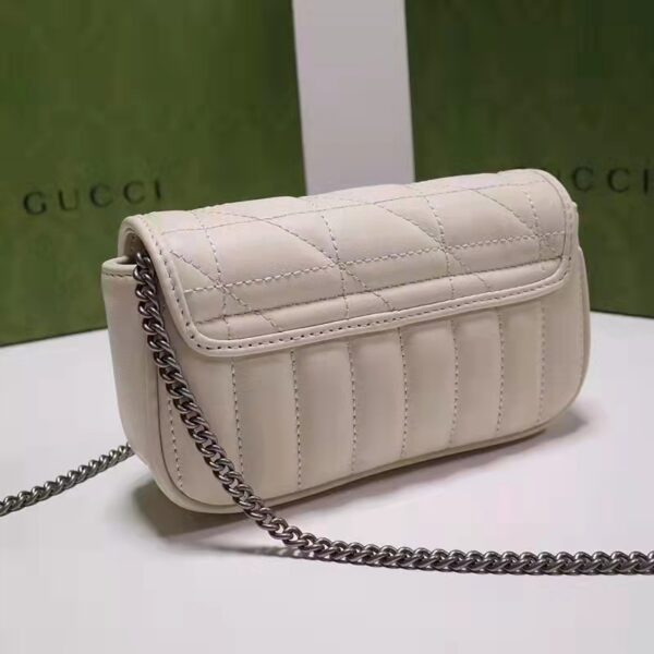 Gucci Women GG Marmont Super Mini Bag White Double G Matelassé Leather (6)