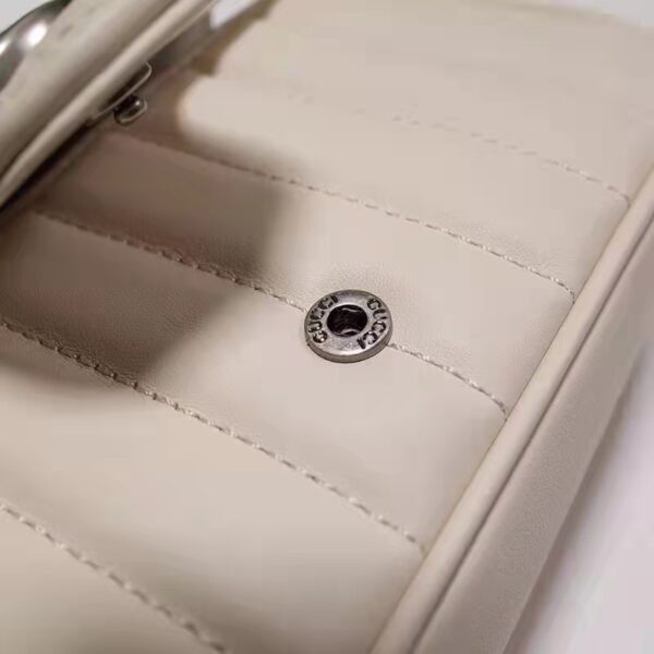Gucci Women GG Marmont Super Mini Bag White Double G Matelassé Leather (8)