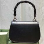 Gucci Women GG Small Top Handle Bag Bamboo Black Leather – Image 4