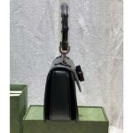 Gucci Women GG Small Top Handle Bag Bamboo Black Leather – Image 5