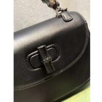 Gucci Women GG Small Top Handle Bag Bamboo Black Leather (1)