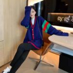 Gucci Women Gucci 100 Wool Cardigan Blue Wool Green Red V-Neck - Imagen 11