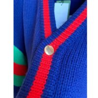 Gucci Women Gucci 100 Wool Cardigan Blue Wool Green Red V-Neck