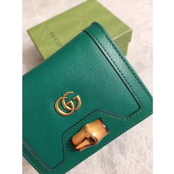 Gucci Women Gucci Diana Card Case Wallet Double GG Green Leather (3)