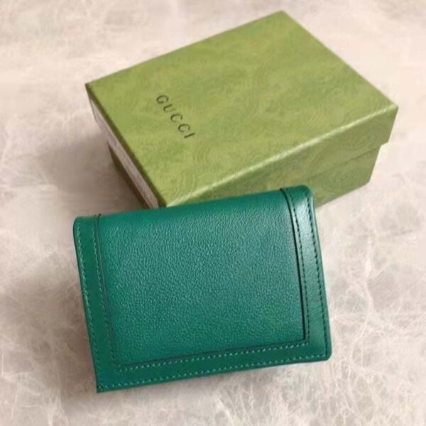 Gucci Women Gucci Diana Card Case Wallet Double GG Green Leather (4)