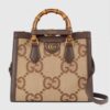 Gucci Women Gucci Diana Jumbo GG Small Tote Bag Double G Camel Canvas