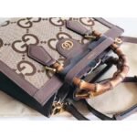 Gucci Women Gucci Diana Jumbo GG Small Tote Bag Double G Camel Canvas - Image 6
