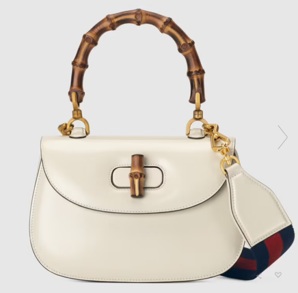 Gucci Women Gucci Women GG Small Top Handle Bag Bamboo White Leather (1)