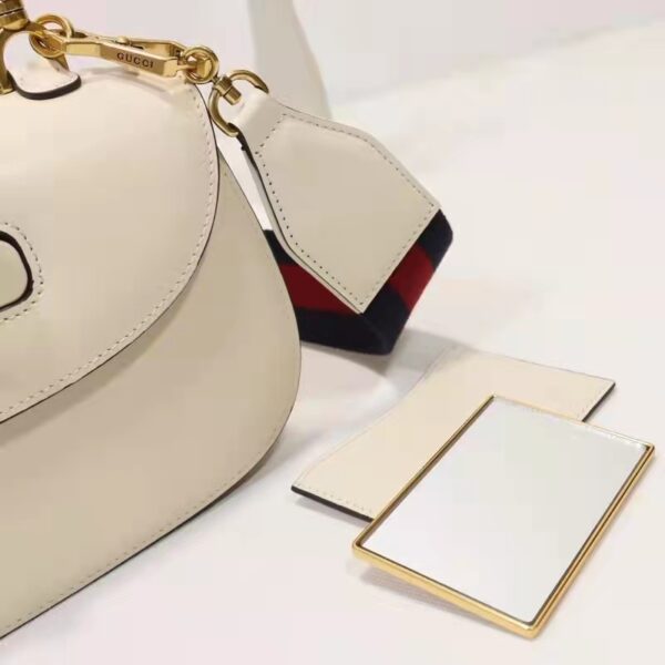Gucci Women Gucci Women GG Small Top Handle Bag Bamboo White Leather (5)