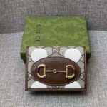 Gucci Women Horsebit 1955 Card Case Wallet Beige Ebony GG Supreme Canvas - Image 2