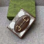 Gucci Women Horsebit 1955 Card Case Wallet Beige Ebony GG Supreme Canvas - Image 5