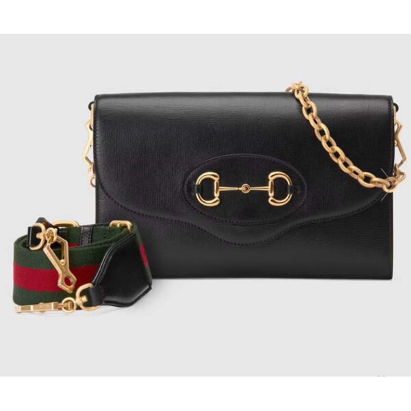 Gucci Women Horsebit 1955 Small Bag Black Leather Gold Toned Hardware Horsebit (1)