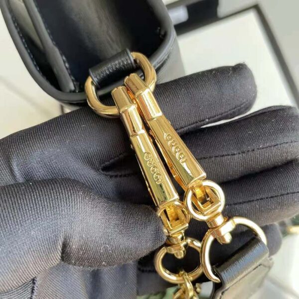 Gucci Women Horsebit 1955 Small Bag Black Leather Gold Toned Hardware Horsebit (11)
