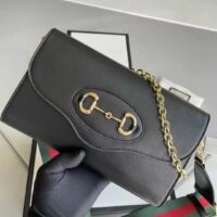 Gucci Women Horsebit 1955 Small Bag Black Leather Gold Toned Hardware Horsebit (1)