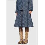 Gucci Women Knee-High Boot Harness Beige Ebony Maxi GG Canvas Interlocking G – Image 10