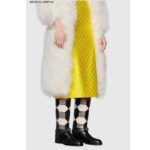 Gucci Women Knee-High Optical Print Boot Black Brown Leather Interlocking G - Imagen 11