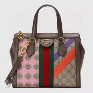 Gucci Women Ophidia Small Tote Bag Brown GG Supreme Canvas