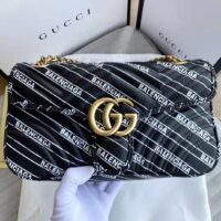 Gucci Women The Hacker Project Small GG Marmont Bag Balenciaga Black Leather (1)