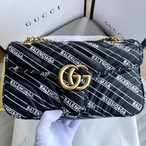 Gucci Women The Hacker Project Small GG Marmont Bag Balenciaga Black Leather (2)