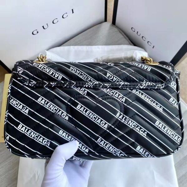 Gucci Women The Hacker Project Small GG Marmont Bag Balenciaga Black Leather (3)