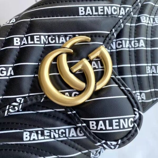 Gucci Women The Hacker Project Small GG Marmont Bag Balenciaga Black Leather (6)
