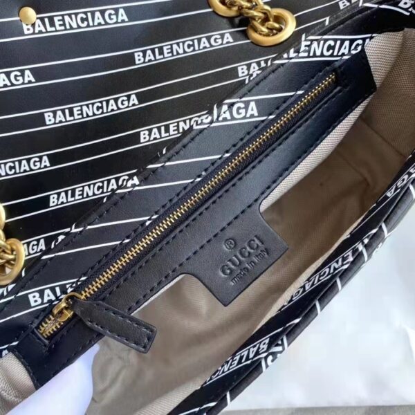 Gucci Women The Hacker Project Small GG Marmont Bag Balenciaga Black Leather (8)