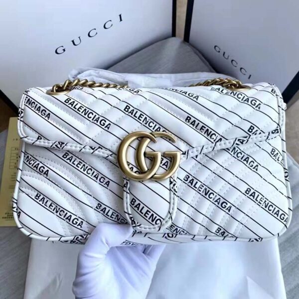 Gucci Women The Hacker Project Small GG Marmont Bag Balenciaga White Leather (2)