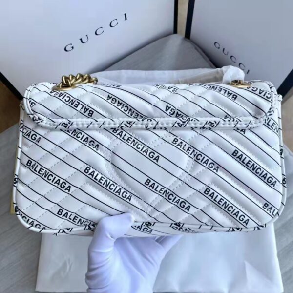 Gucci Women The Hacker Project Small GG Marmont Bag Balenciaga White Leather (3)
