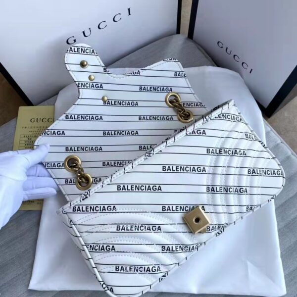 Gucci Women The Hacker Project Small GG Marmont Bag Balenciaga White Leather (7)