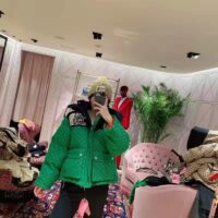 Gucci Women The North Face x Gucci Padded Jacket Green Ebony GG Canvas