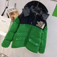 Gucci Women The North Face x Gucci Padded Jacket Green Ebony GG Canvas